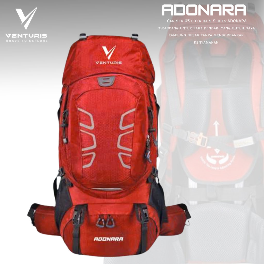 Tas Carrier Gunung Venturis Adonara 60L Tas Camping Hiking Outdoor Adonara Venturis