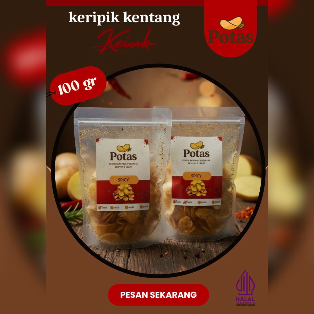 Keripik Kentang POTAS 100g Snack Renyah Gurih Nagih