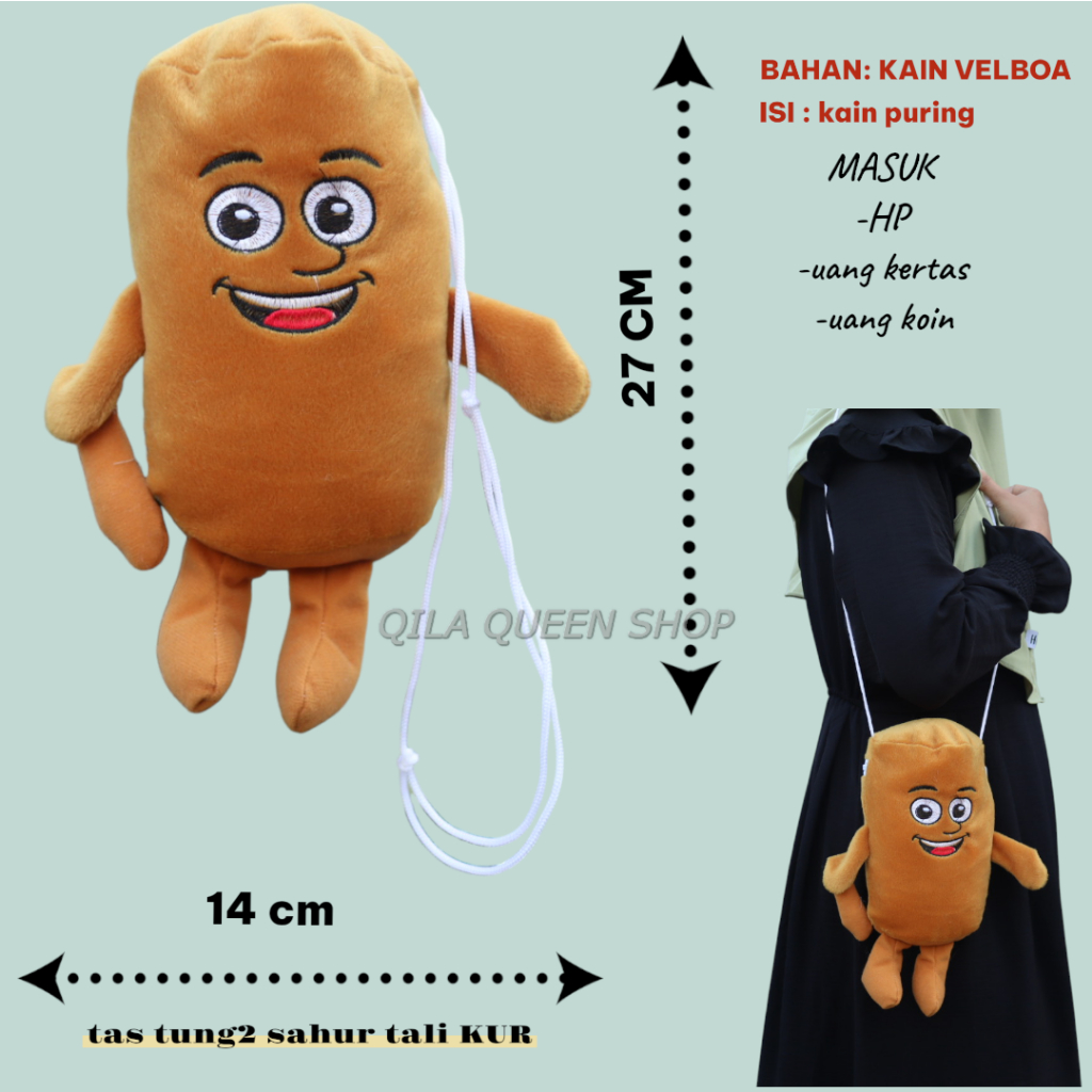 Tas Selempang Tali Kur Tung Tung Sahur 20cm Model Rajut Karakter Unik Kekinian Tas Anak Laki Perempu
