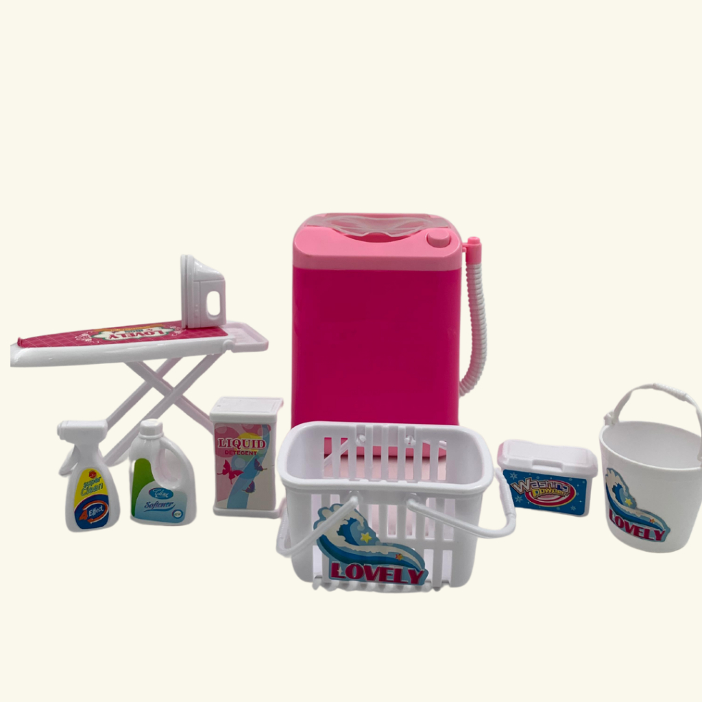 Mainan Mesin Cuci Mini Pink - Bisa Nyala & Bunyi + Meja Setrika Mainan Anak *COCOK UNTUK HADIAH ANAK