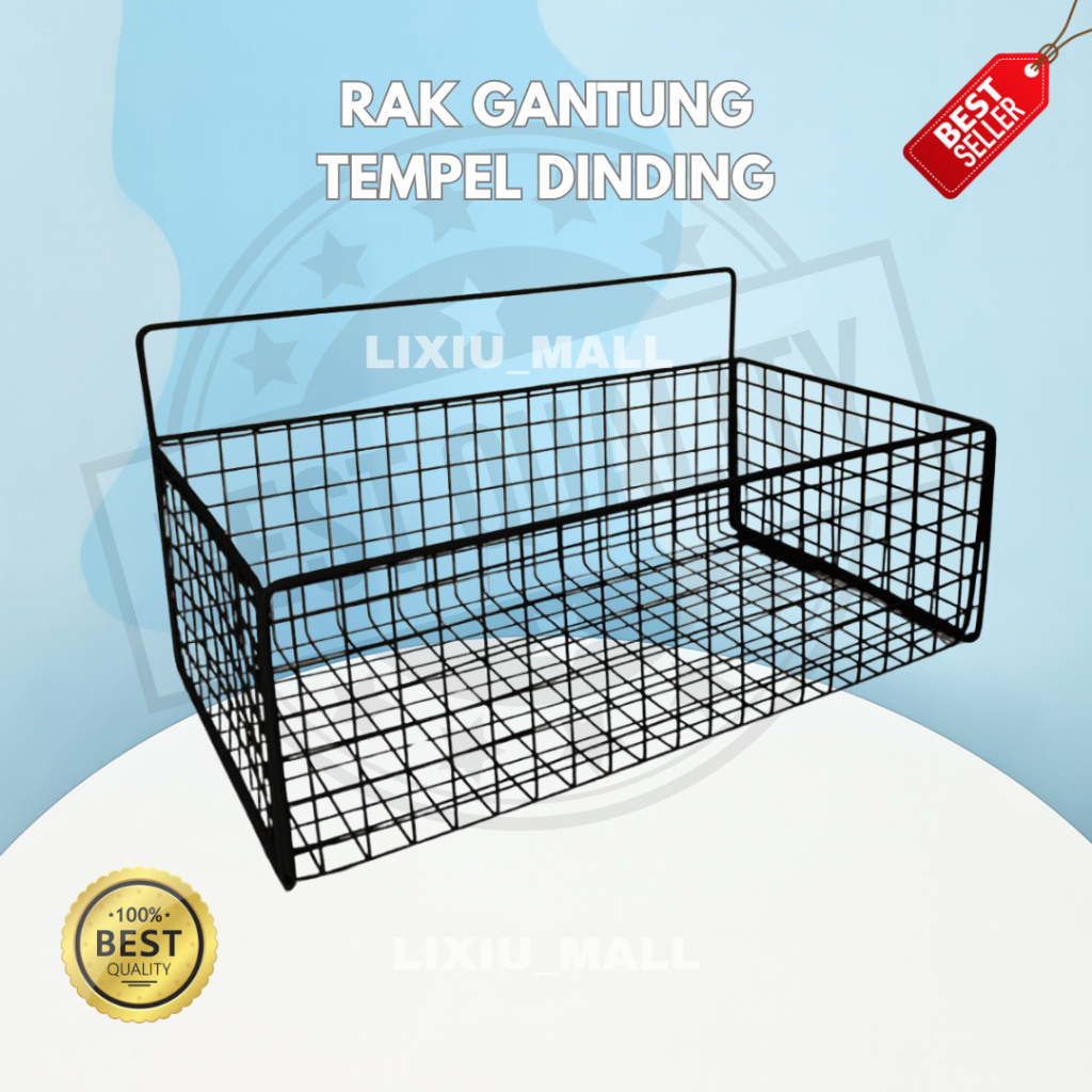 RAK GANTUNG KAMAR MANDI RAK KERANJANG JARING BESI TEMPEL DINDING SERBA GUNA