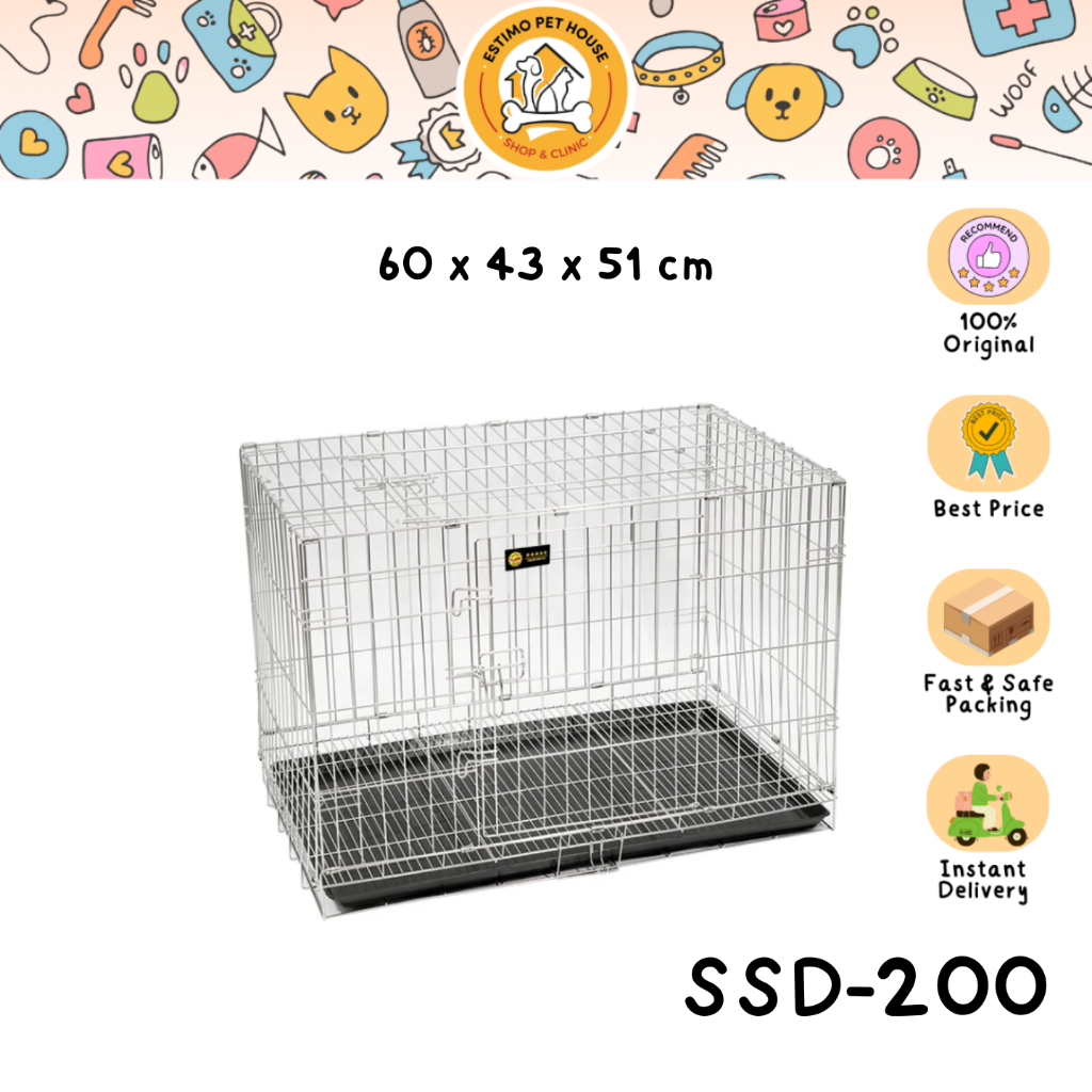 Kandang Anjing Kucing Stainless Steel OCTAGON SSD-200 Kandang Lipat Anti Karat dan Tahan Lama