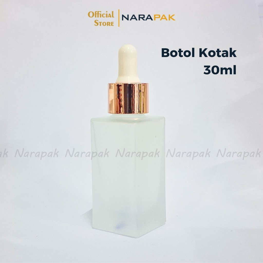 Botol Kaca 30ml Kotak Frosted DOF Tutup Ring Rosegold Botol Pipet Serum Skincare 30KT