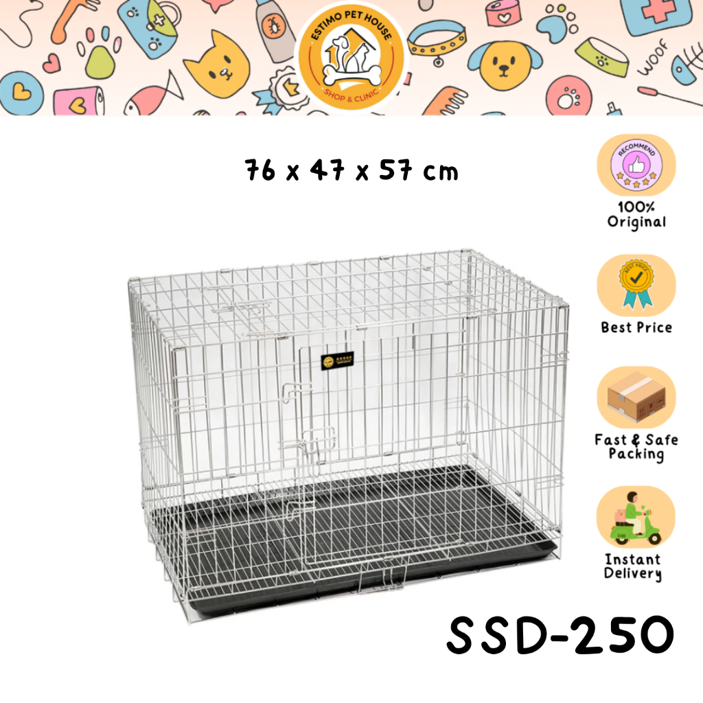 Kandang Anjing Kucing Stainless Steel OCTAGON SSD-250 Kandang Lipat Anti Karat dan Tahan Lama