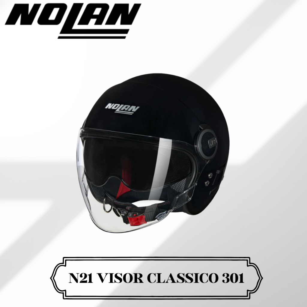 Helm Nolan N21 Visor Classico 301 Black Half Face Mini Jet Retro Scooter Helmet SNI Original