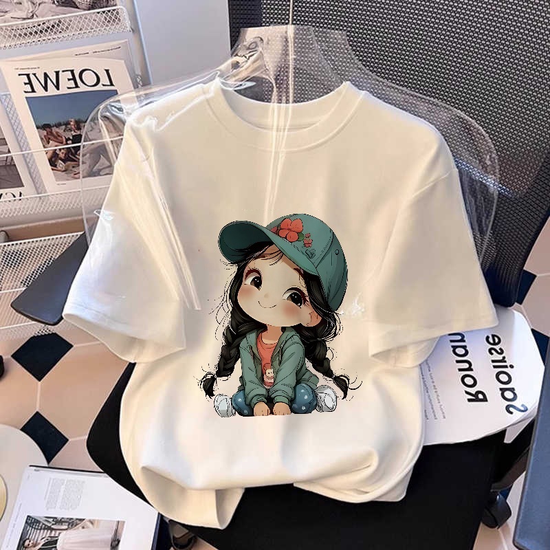 Dailyway Baju Kaos Anak Perempuan | T-shirt Terbaru Import Untuk usia 2-12 Tahun | Cetakan gadis kep