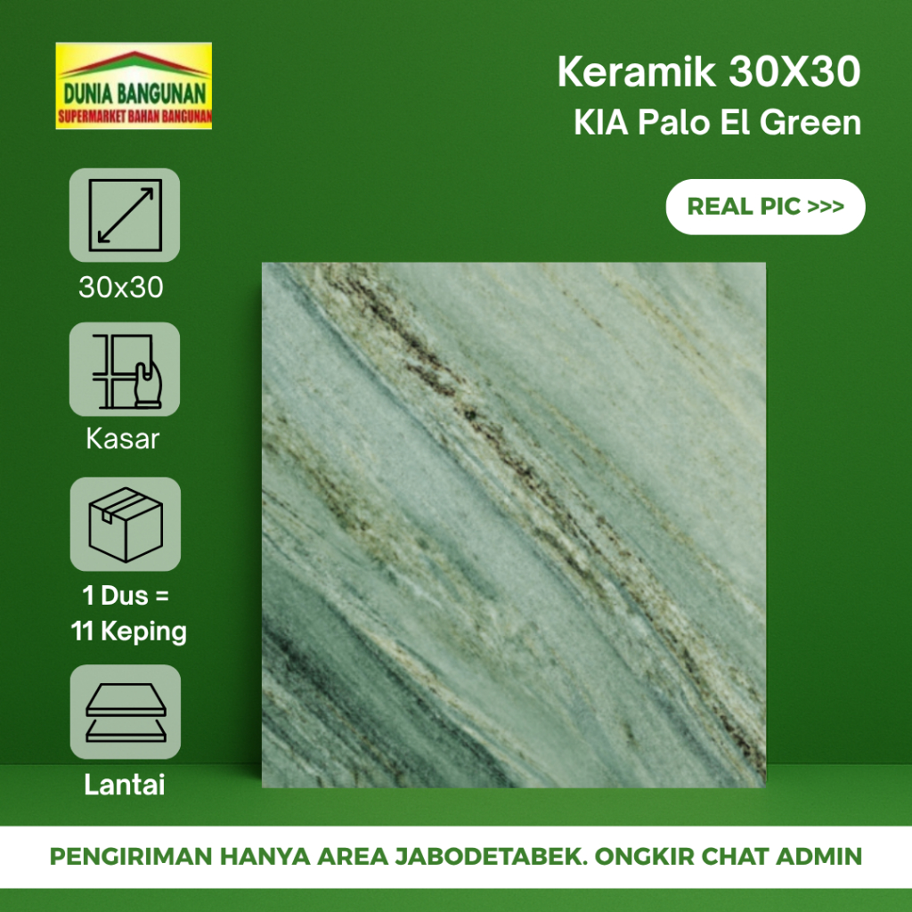 Keramik Lantai Kasar Hijau KIA 30x30 Palo El Green Keramik Lantai Kamar Mandi