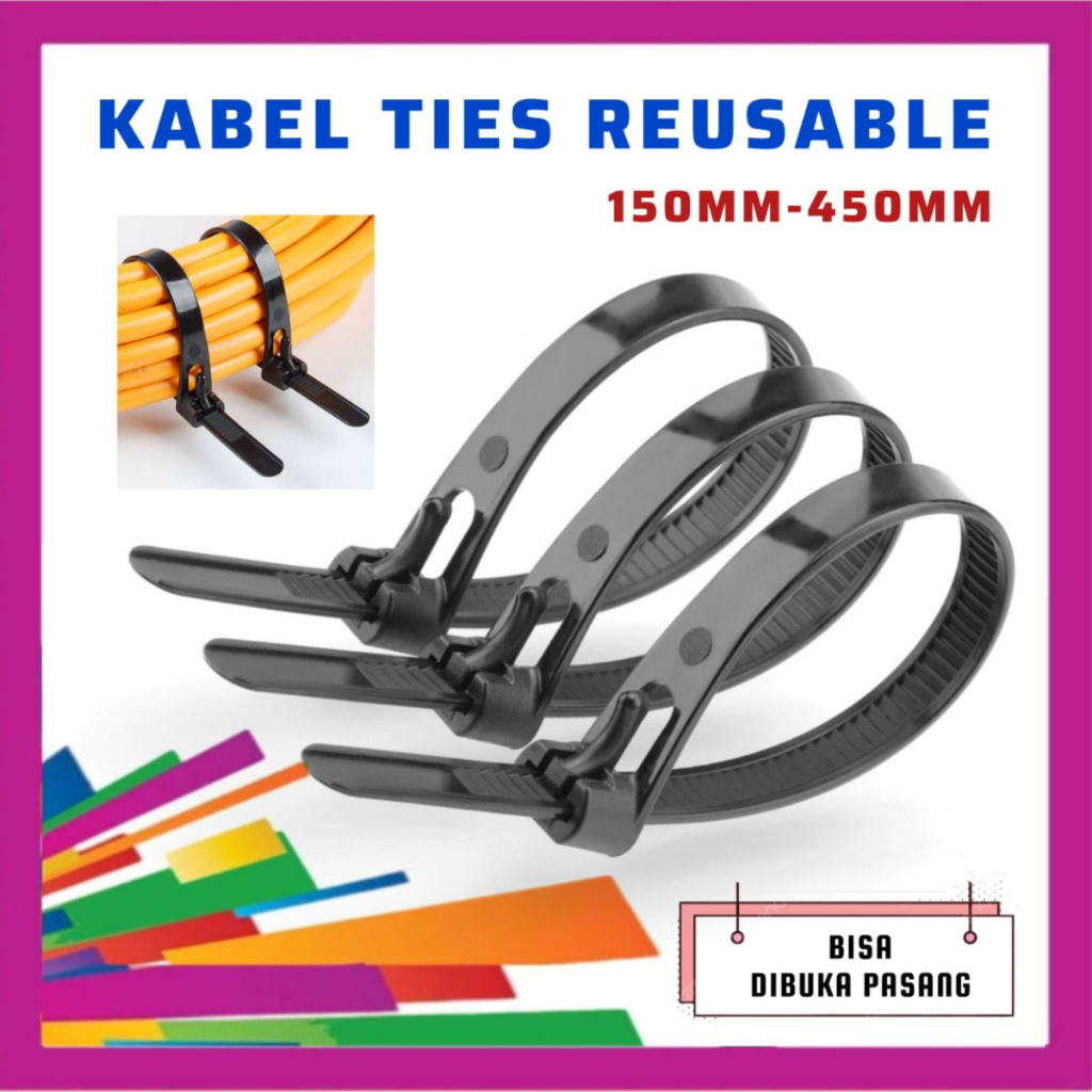 Kabel Ties Reusable Bisa Dibuka Tutup Zip Tie Reusable Untuk Merapihkan Kabel Elektronik & Komputer