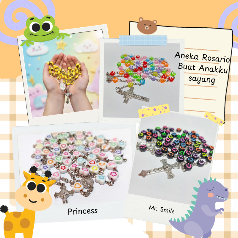 Kalung Rosario Anak Katolik Kecil Souvenir Komuni Pertama Rohani Perempuan Laki Sekolah Minggu Murah