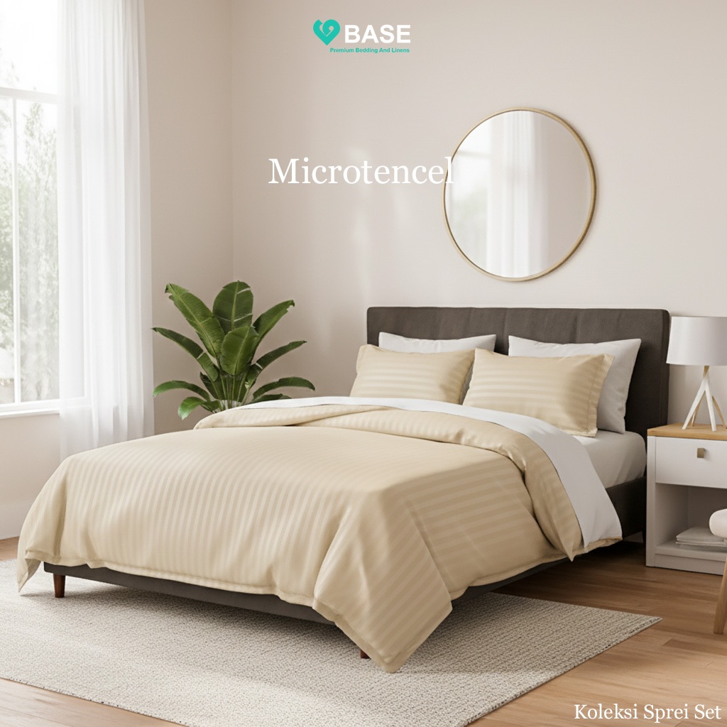 Sprei Set Microtencel 90x200 - BASE Nature Micro Silk Salur Single
