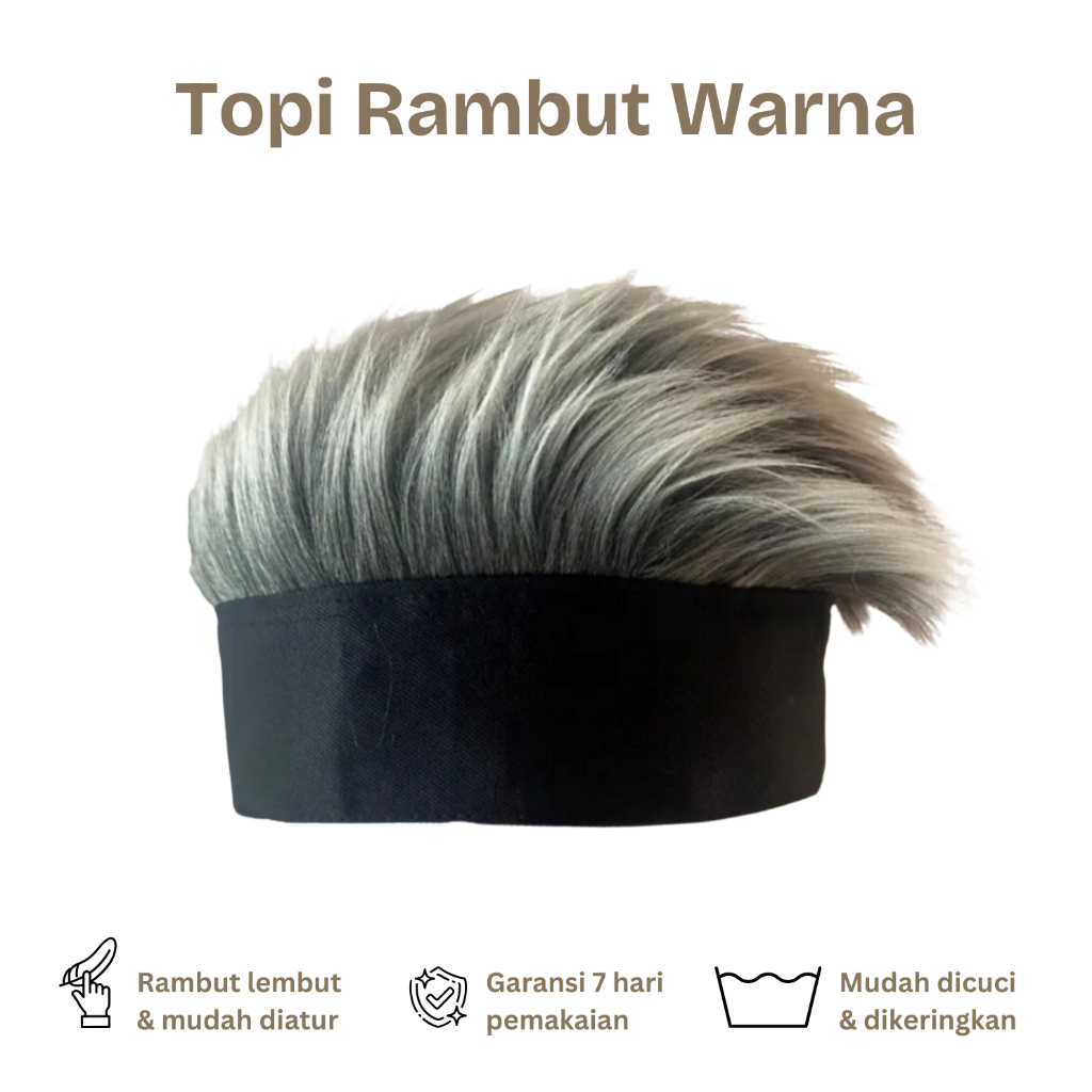 Topi Rambut Palsu, Topi Wig Palsu, Topi Rambut Pria
