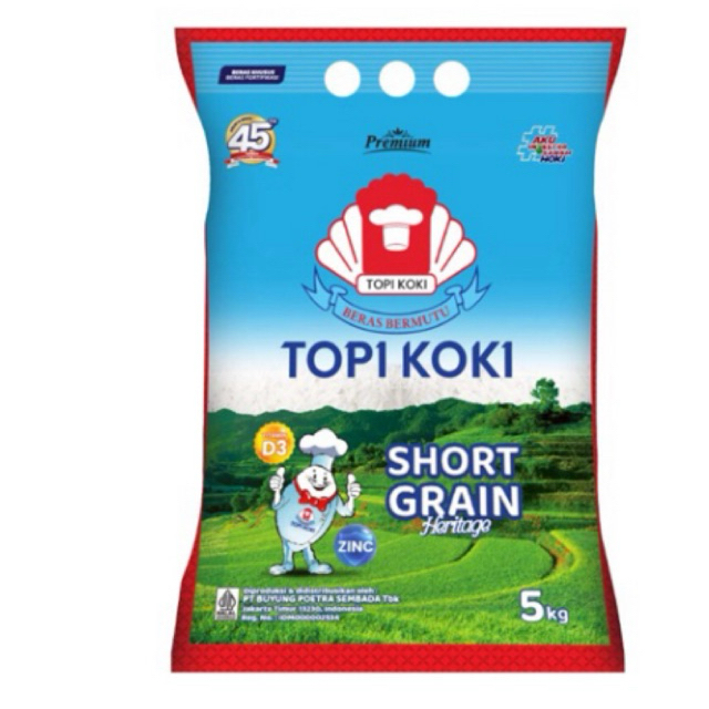 Topi Koki Beras Bulir Pendek Heritage 5 kg beras Beras Topi Koki Premium 5 Kg