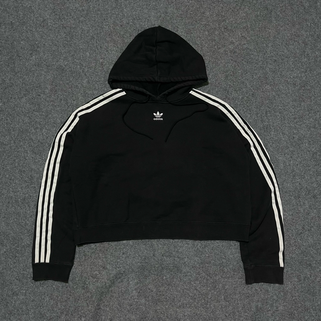 Hoodie Adidas logo center three stripe cropty