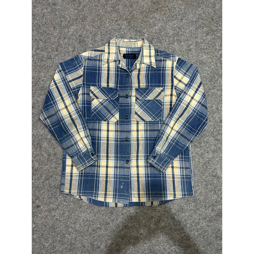 VINTAGE SASAKURA GENSHO JAPAN PLAID INDIGO SHIRT