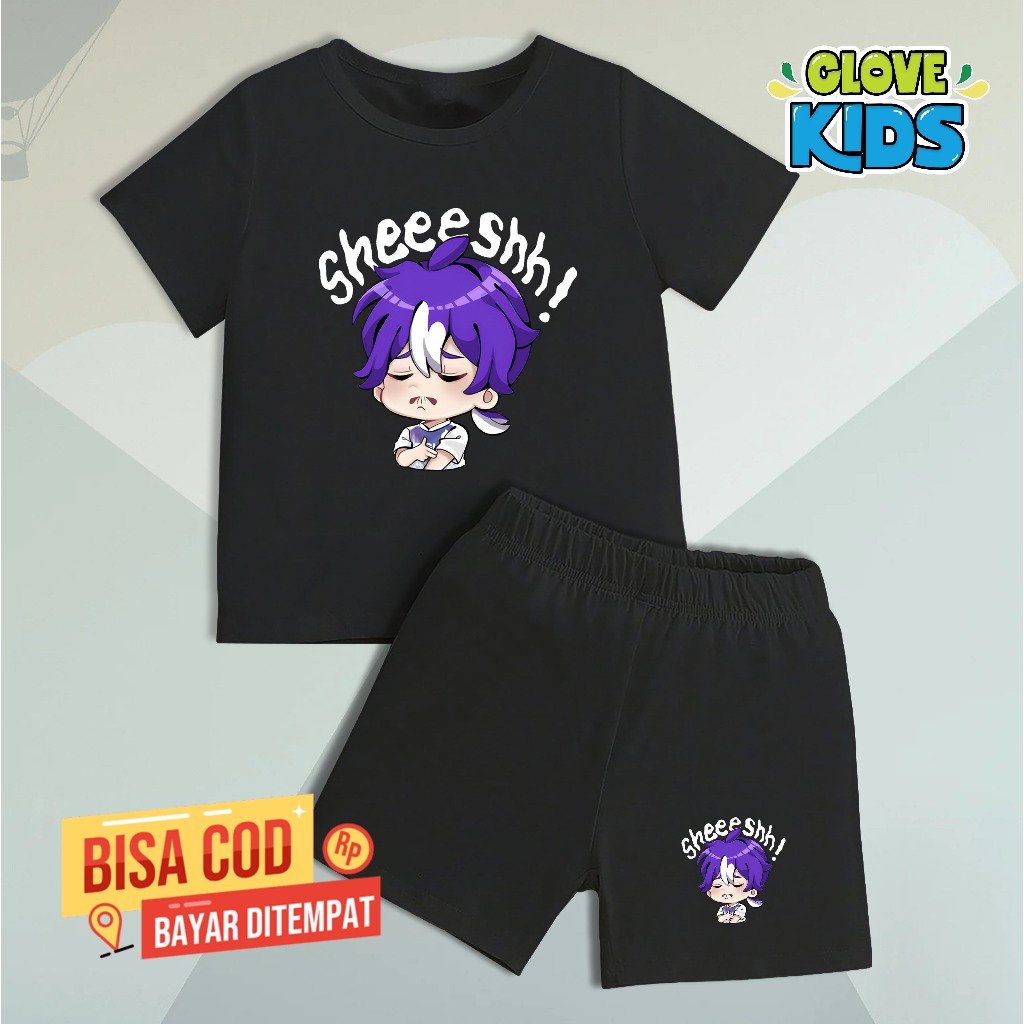 Baju Setelan Anak Emot ML Sheeeshh Kaos Vektor Kartun Anak Perempuan Dan Laki-Laki