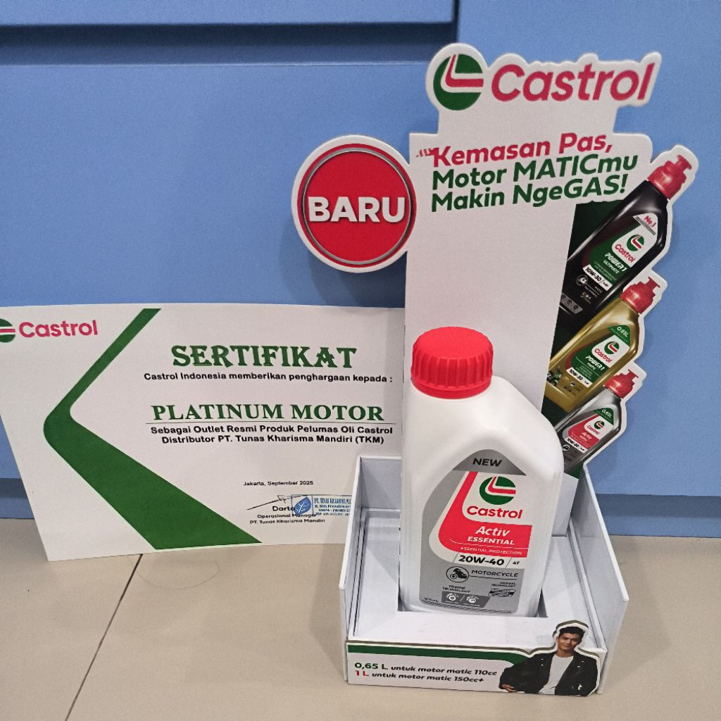 OLI CASTROL ACTIV ESSENTIAL 08L 20W-40 API SG JASO MA OLI MOTOR BEBEK ORIGINAL CASTROL