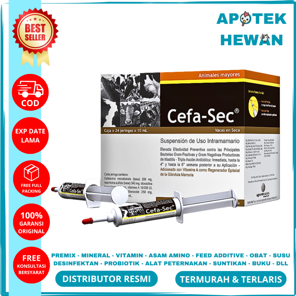 CEFA SEC 48 SYRINGE 10ML - CEFA-SEC Obat Mastitis Sapi Masa Kering ( Depolac Cloxa Ben Dry ) - Obat 