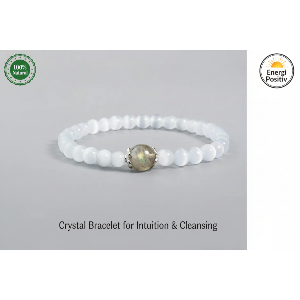 Gelang Batu Selenite & Labradorite Asli