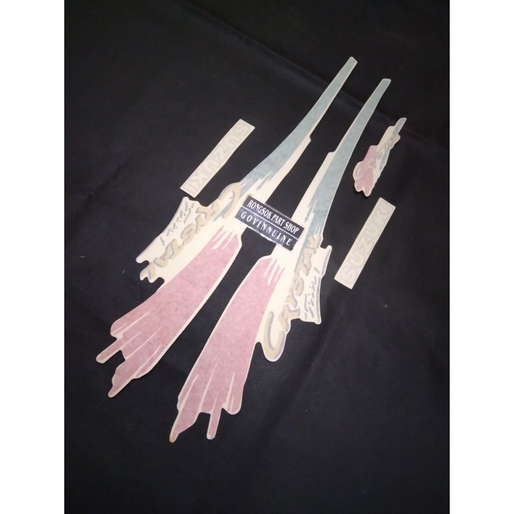 striping stiker sticker suzuki crystal cristal 92 93 94 merah hijau putih ori asli nos