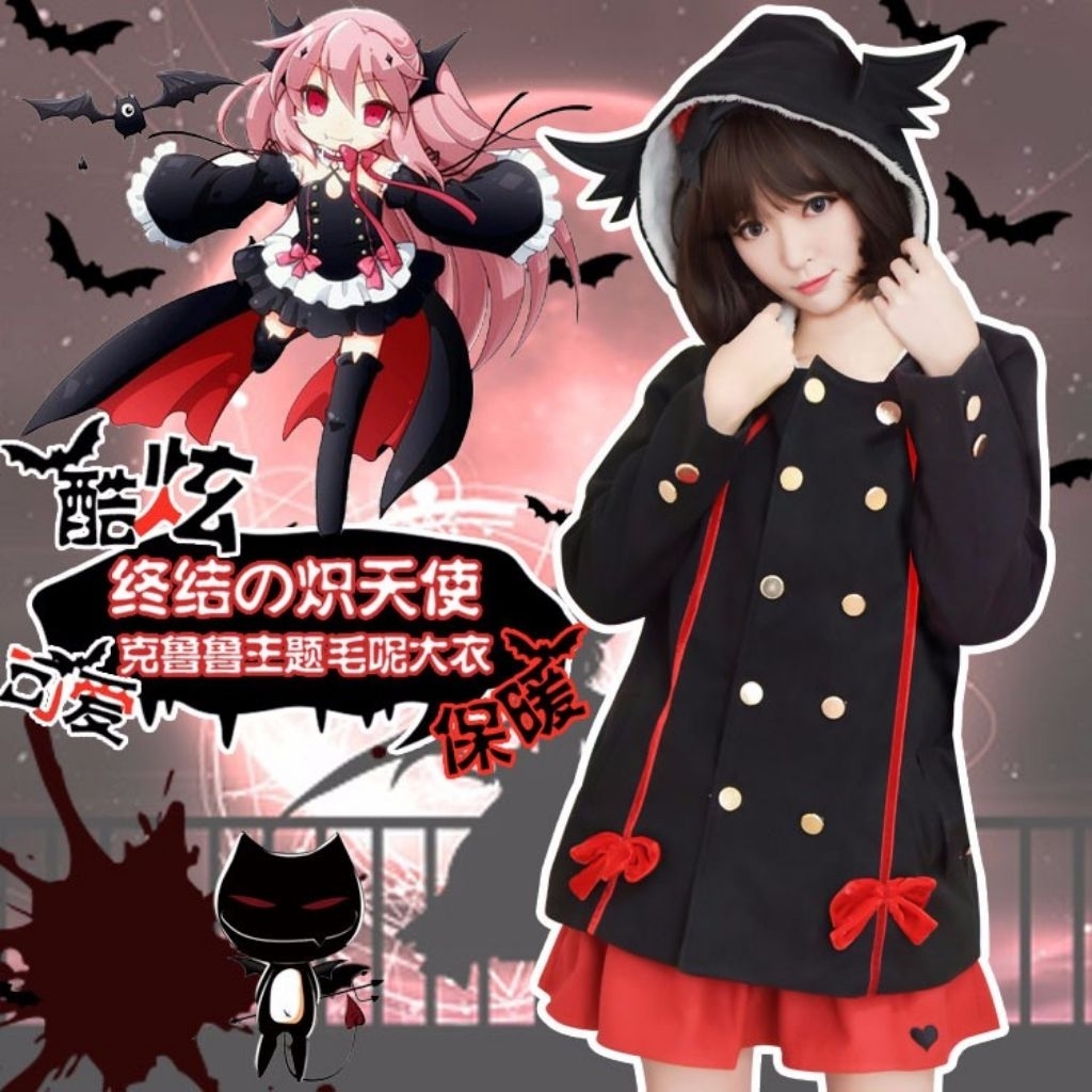 Owari no Seraph Krul Tepes Vampire Jaket Hitam Fleece LD Jumbo Cosplay Anime Jfashion Harajuku