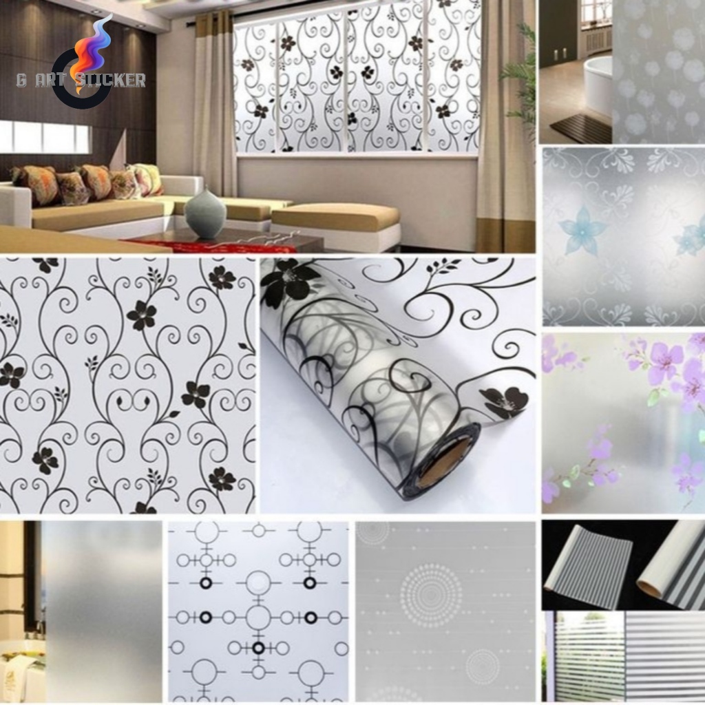 Stiker Kaca Jendela Rumah Kantor Sticker Polos Motif Kotak Sandblast Lebar 90 cm