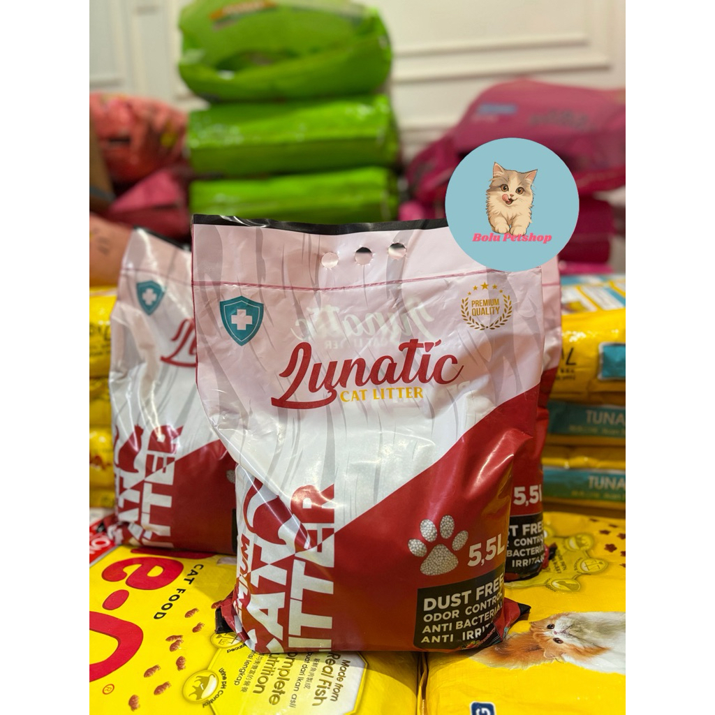 Pasir Lunatic 5,5L Pasir Kucing halus gumpal wangi - pasir kucing premium 10L Lunatic