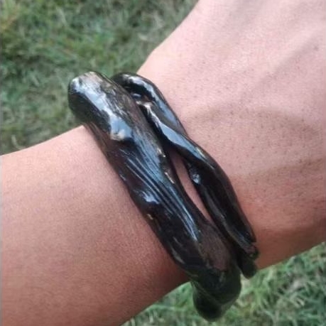 Gelang pria akar bahar hitam plenter size jumbo asli