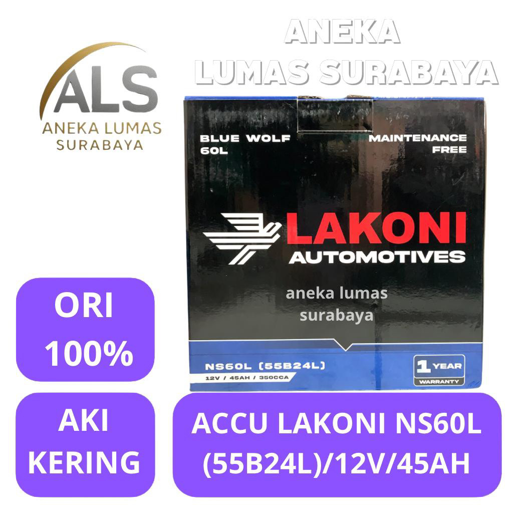 Lakoni Accu Kering NS60L / Aki 55B24L / Accu NS60R / Aku 55B24R Original
