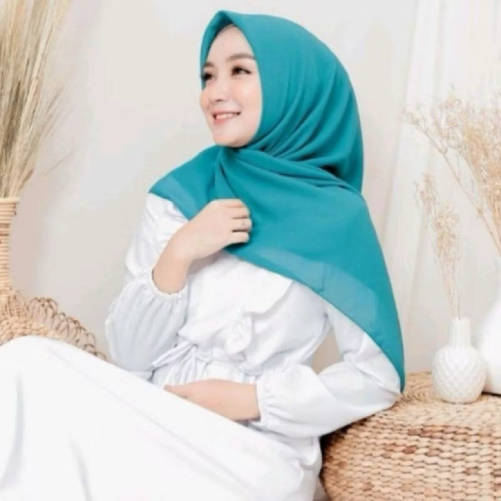 Hijab Segiempat Bella Square biru tosca || Segi Empat Bella Square warna biru tosca segiempat