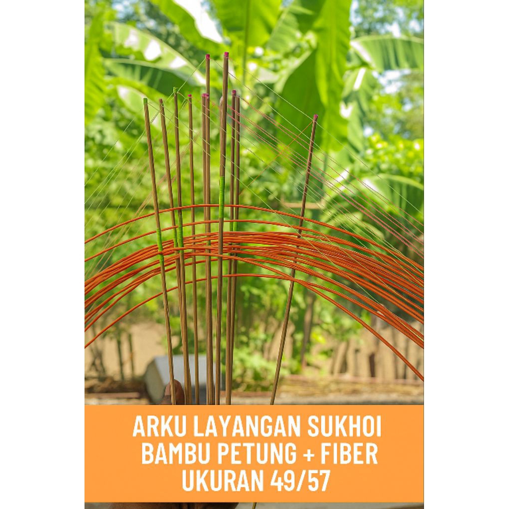Grosir Kerangka/Arku Layangan Sukhoi 49/57 cm | Bambu Petung + Fiber – Kuat, Rapi & Siap Rakit