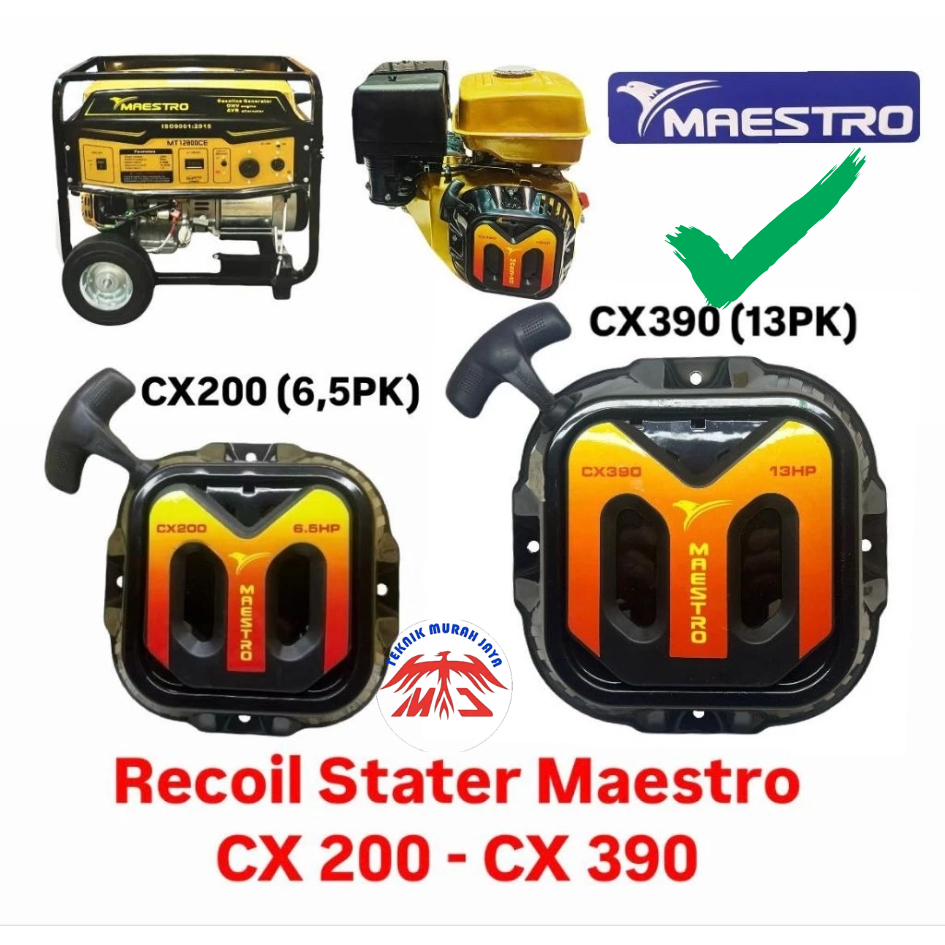 MAESTRO Recoil Starter ASLI ORI Engine 13 HP 13 PK Honda GX390 CX 390 Genset MT7000CE 5000Watt MT 70