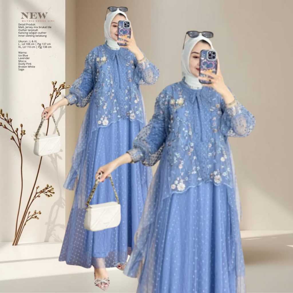 Gamis Brukat Tile Outer Terpisah 2in1 Muthia Dress – Baju Muslim Wanita Kekinian Untuk Kondangan