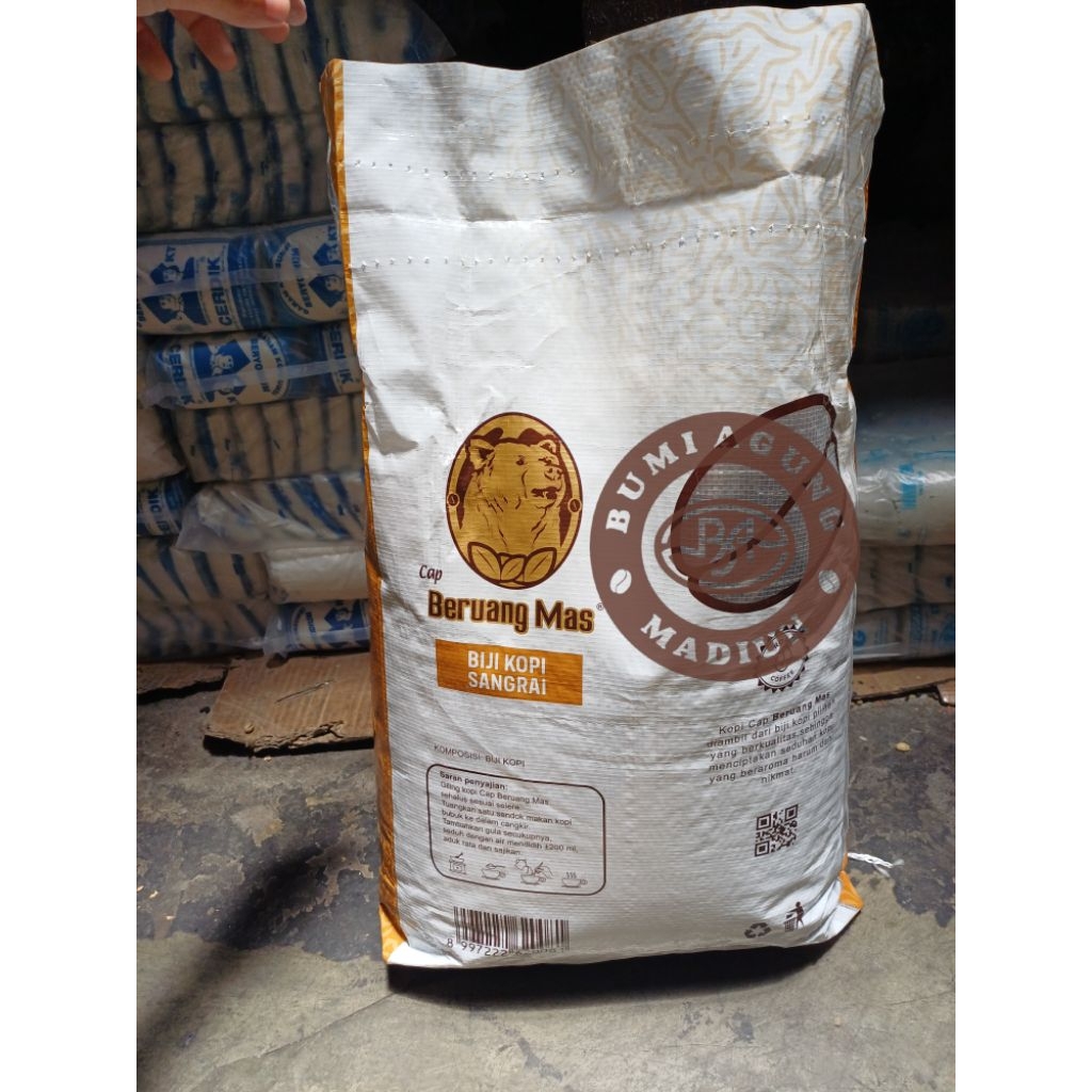 Cap Beruang Mas Biji Kopi Sangrai kemasan 5kg / BALL - Dijamin 100% Kopi Murni, Kopi Goreng, Origina