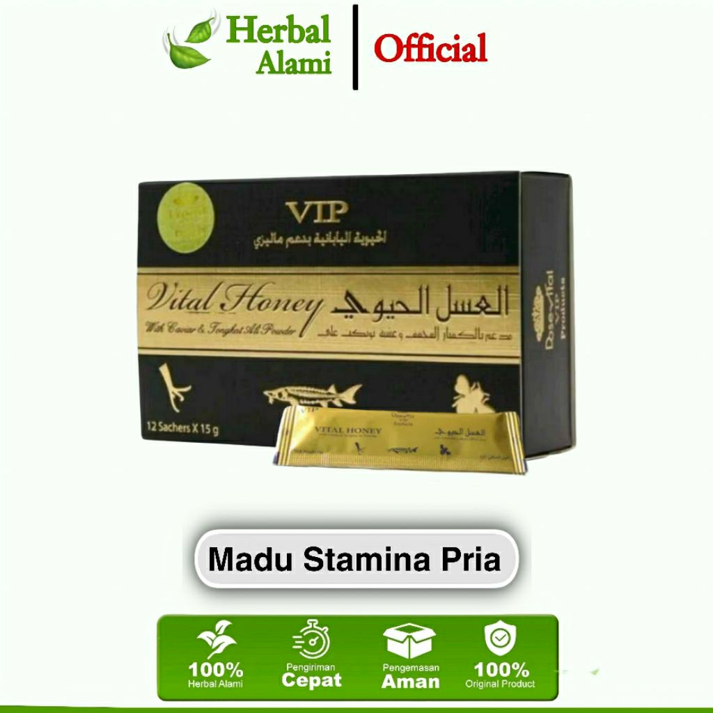 Madu Vital Honey Original Madu Pria Asli Stamina 1 Box Isi 12 sachet