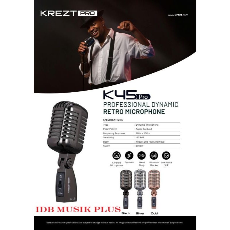 Mic Kabel Classic Krezt K45 K 45 PRO Dynamic Retro Microphone Original