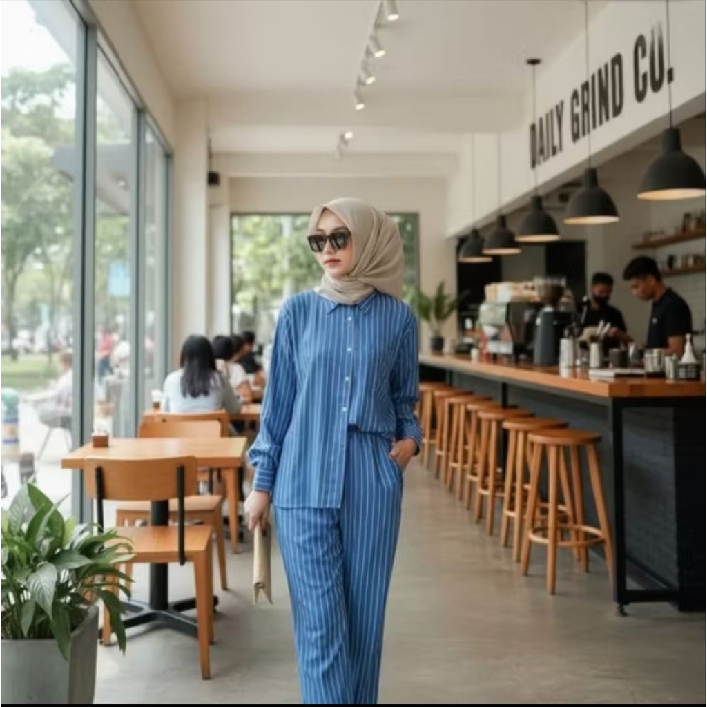 One set wanita dewasa / setelan salur zara terkeren