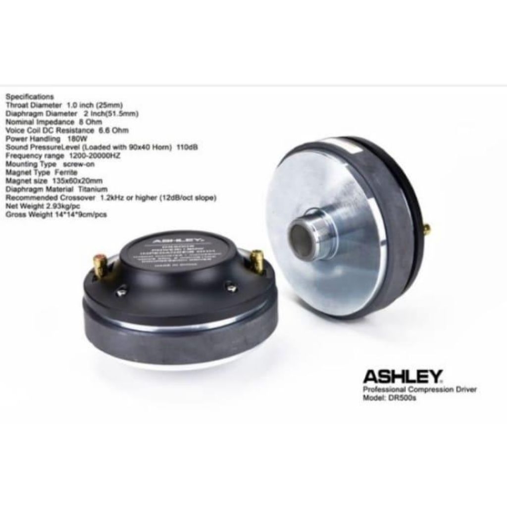 Speaker Driver Twiter Tweeter Ashley DR500 DR 500 VC 2 inch ORIGINAL