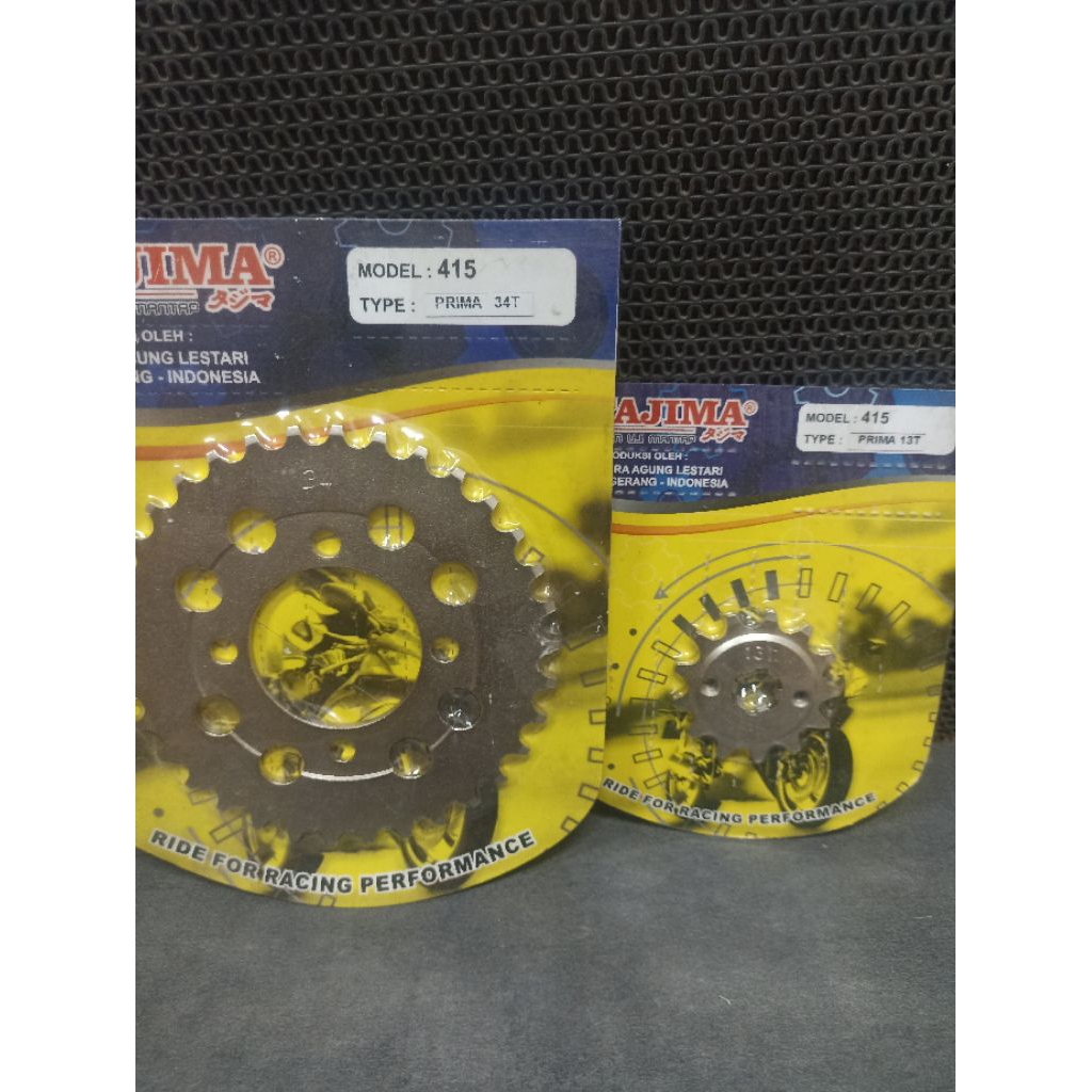 GIR 415 GEAR DEPAN BELAKANG GRAND SUPRA 13 34T NICKEL GEAR TIPIS 415