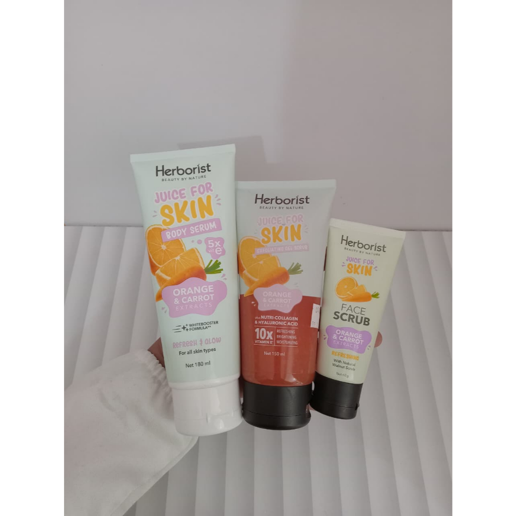 dnk - Paket Herborist Exfoliating Gel Scrub 150ml + Herborist Face Scrub 60gr + Herborist  Body Seru