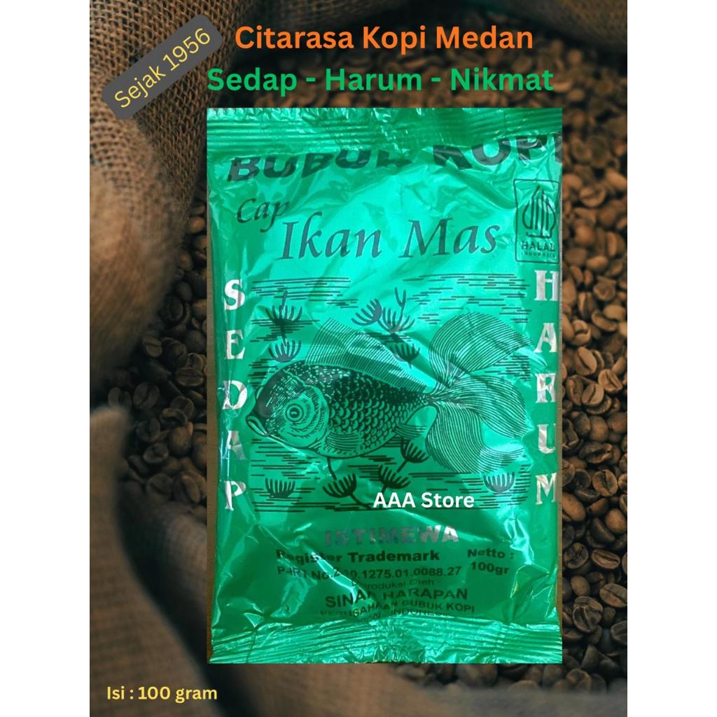 SUPER HEMAT Bubuk Kopi Cap Ikan Mas Asli Medan Sedap Harum Nikmat (100 gr)