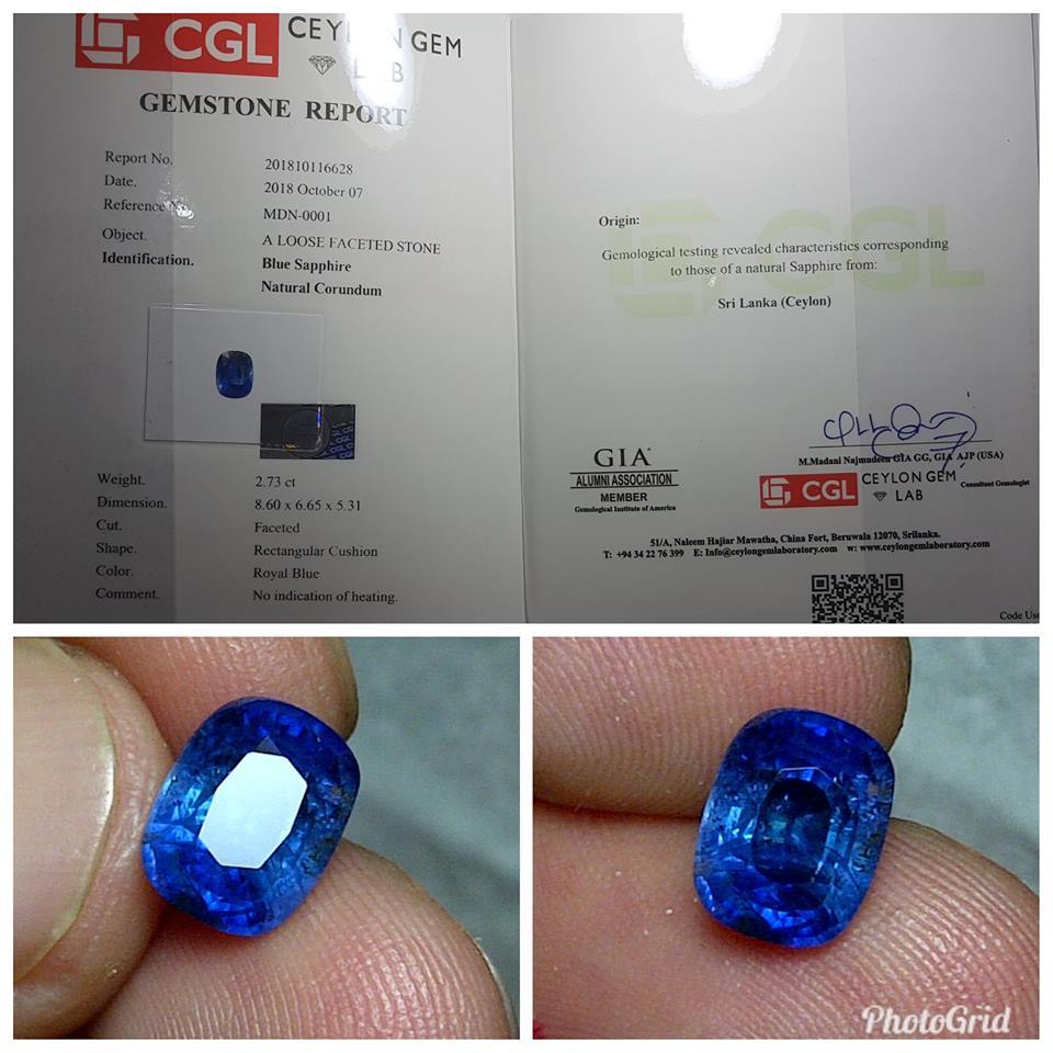 NO HEAT ROYAL BLUE SAFIR SRILANKA SAPPHIRE CEYLON - SERTIFIKAT STANDART GIA LANGSUNG DARI BERUWALA S