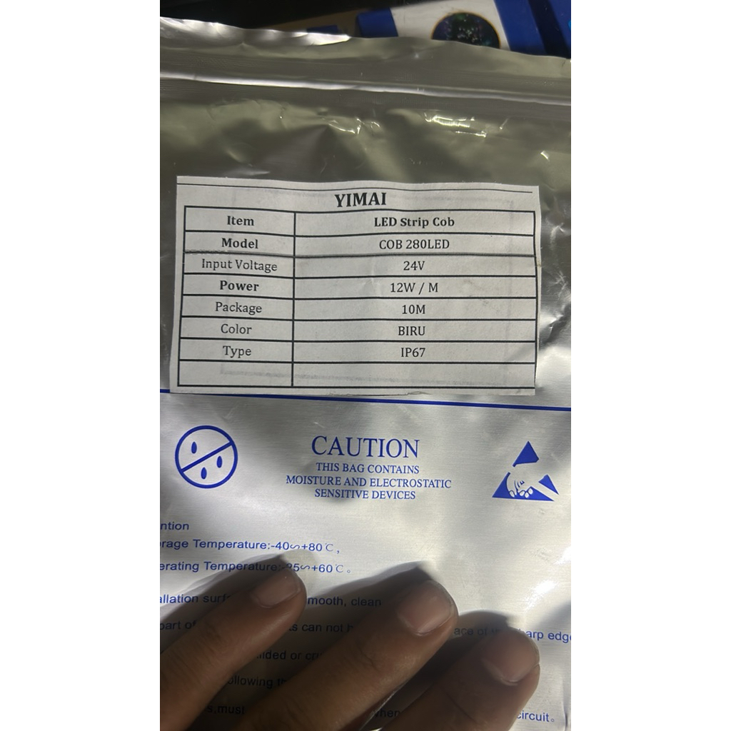 Yimai Led Strip COB DC 24v Outdoor Ip67 10m Cahaya 3000k 4000k 6000k dan Warna