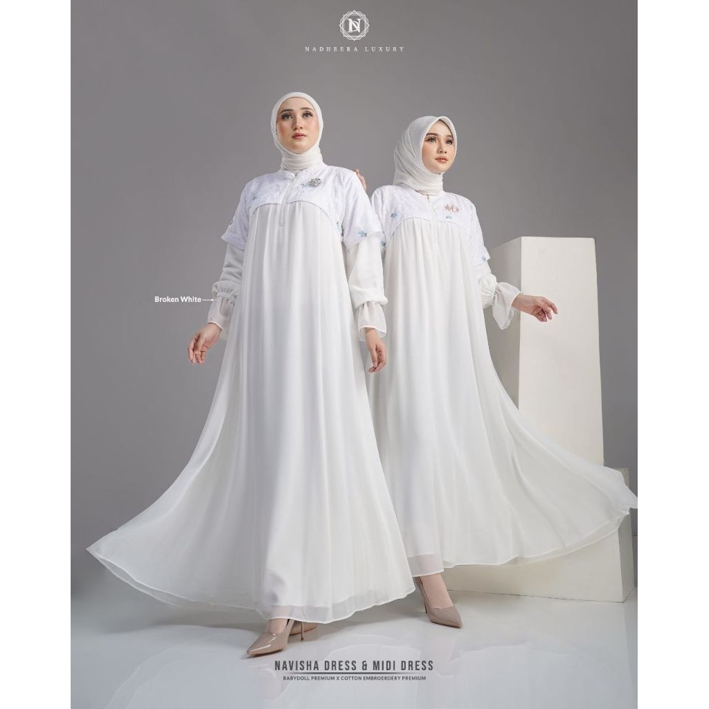 NADHEERA LUXURY BAJU GAMIS/DRESS UMROH, HAJI BROKEN WHITE/PUTIH || MALISYA, NAVISHA, HANUMIA, TSAWAN