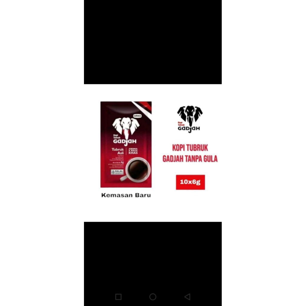 Kopi gajah tubruk murni 6gr 1dus isi 20rcg