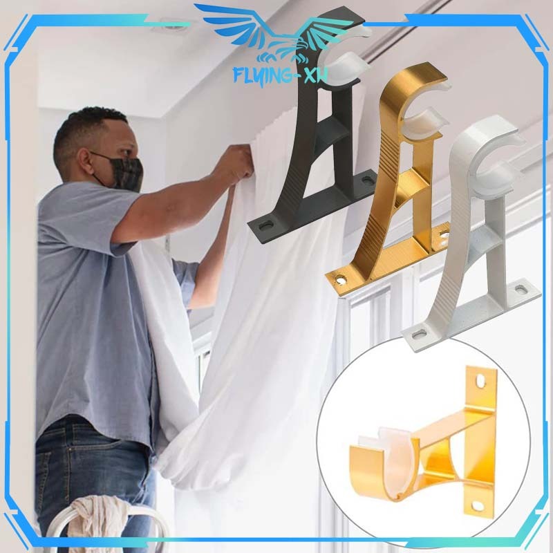 Braket Gorden 2pcs Braket Tiang Gorden Aluminum Alloy Hook Tiang Gorden Hook Penyangga Tiang Gorden