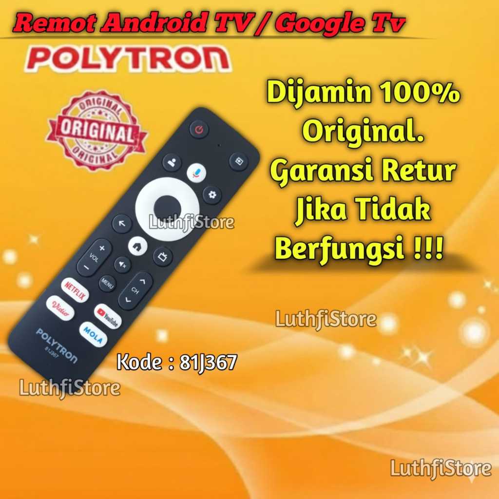 Remote Remot Smart TV Android Google TV 100% Ori Original Polytron 81J367 Original