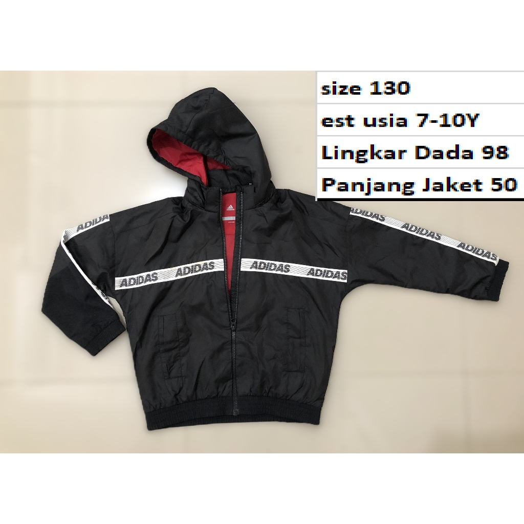 ADIDAS - Jaket Tracktop Waterproof Hoodie Tebal Anak Premium Second Preloved