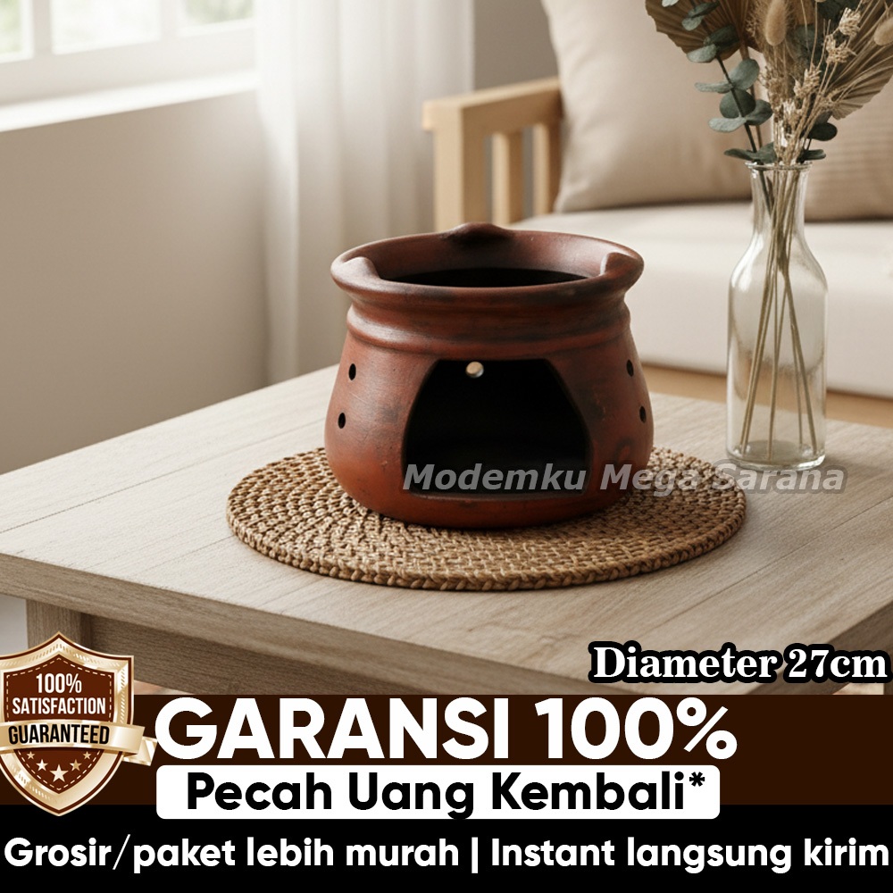 Pawon Gerabah | Tungku Kayu Bakar Tanah Liat Tradisional Keren Gerabah Besar Tinggi & Tebal - Diamet