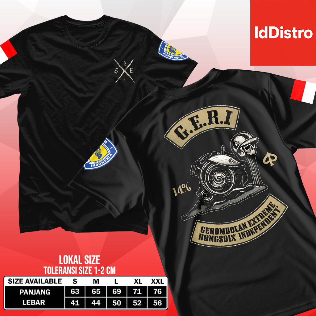 IdDistro Kaos Distro Motif Geri Vespa Bahan Semi Cotton Printing HD Unisex