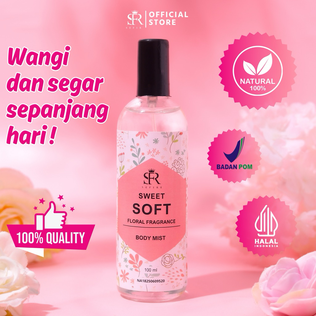 Parfum Body mist Sefire | Soft 100ml |Tahan Lama 6–8 Jam | Halal & BPOM